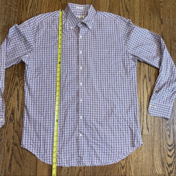 Peter Millar Dress Shirt Men Large Purple Check Relaxed Long Sleeve Button‎ Down - Picture 5 of 11